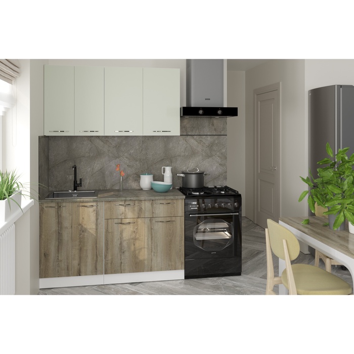 Кухонный гарнитур прямой «Анхель медиум», 1400 мм, цвет дуб дарго/белый/орегано - Фото 1