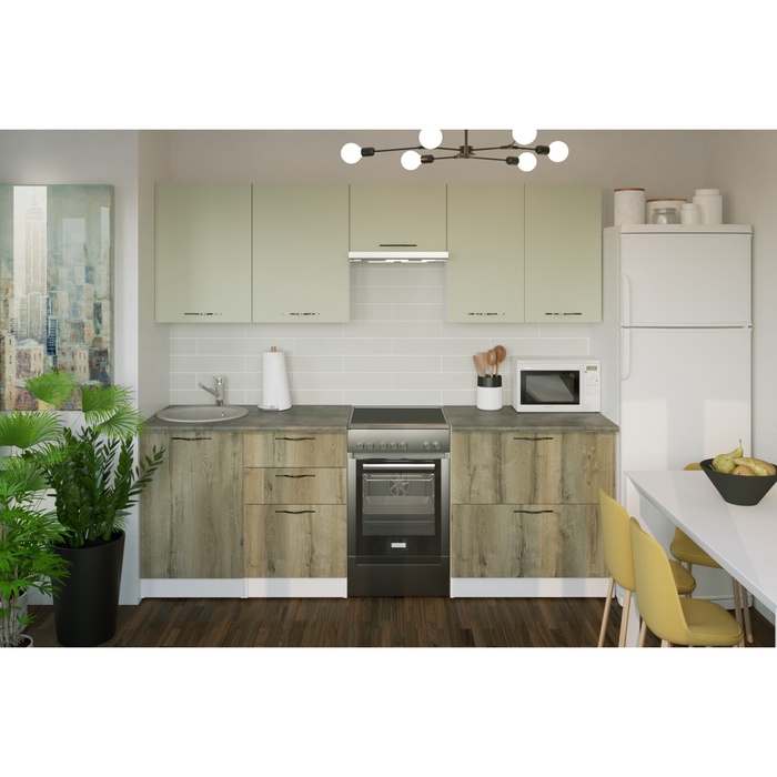 Кухонный гарнитур прямой «Анхель мега», 2300 мм, цвет дуб дарго/белый/орегано - Фото 1