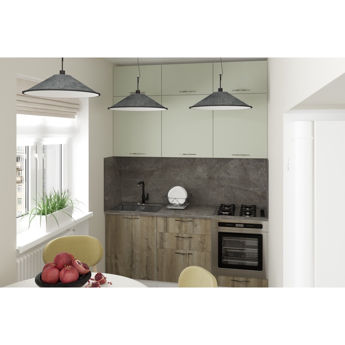 Кухонный гарнитур прямой «Анхель макси», 1800 мм, цвет дуб дарго/белый/орегано - Фото 1