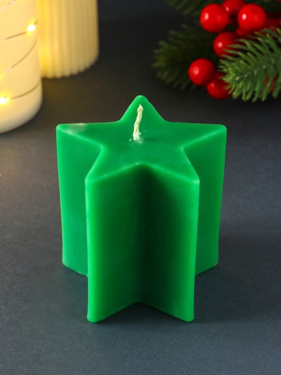 Свеча декоративная «Большая звезда», 75×75×75 мм, зелёная