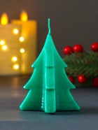 Свеча декоративная «Ёлочка», 67×85 мм, зелёная - фото 809161054