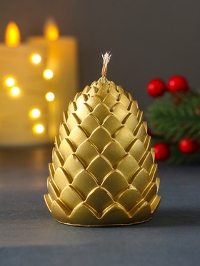 Свеча декоративная «Шишка сканди», 58×70 мм, лак золото