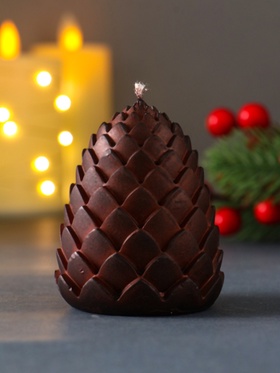 Свеча декоративная «Шишка сканди», 58?70 мм, коричневая (комплект 2 шт)