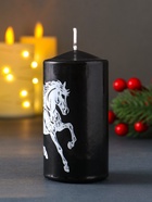 Свеча цилиндр «Символ года: Конь», 50×100 мм, с накаткой, чёрная - Фото 5