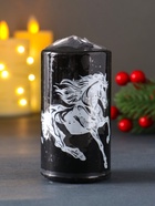 Свеча цилиндр «Символ года: Конь», 50×100 мм, с накаткой, чёрная - Фото 6