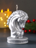 Свеча декоративная «Символ Года: Бюст коня Буцефала», лак, 11.3×7.5×8.5, серебро - Фото 3