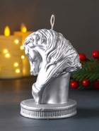 Свеча декоративная «Символ Года: Бюст коня Буцефала», лак, 11.3×7.5×8.5, серебро - Фото 5