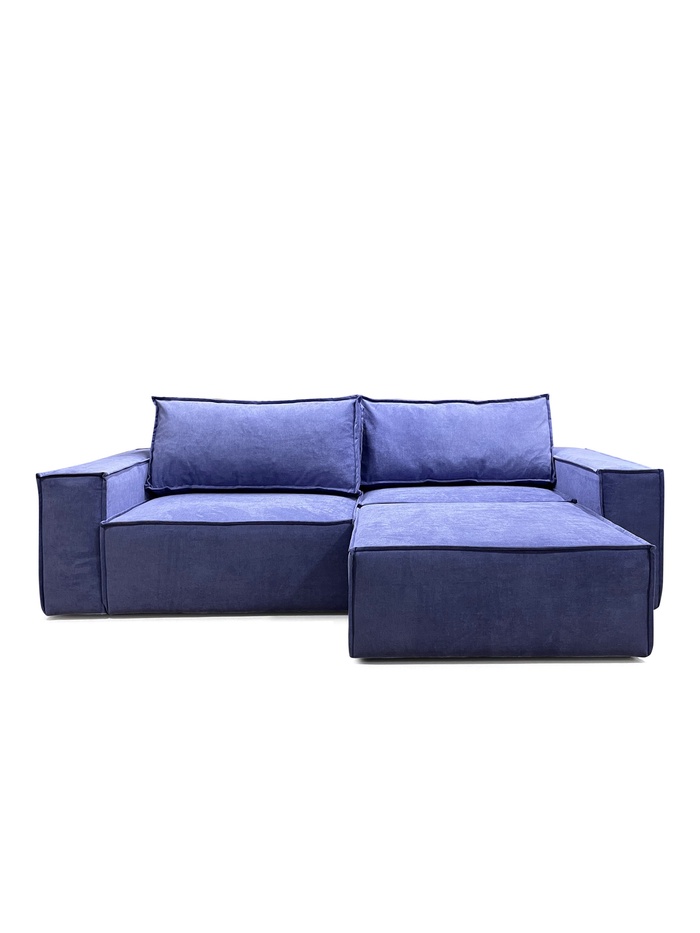 Диван раскладной «БОКС», с оттоманкой, ткань вивальди, цвет синий