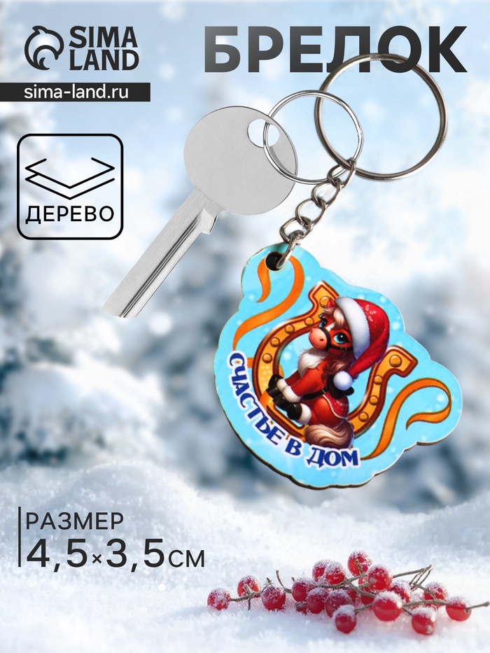 Брелок для ключей на кольце «Лошадь. Счастье в дом», 4.5×3.5 см - Фото 1