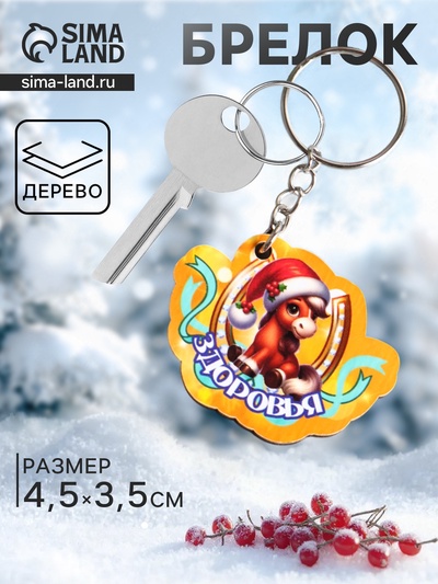 Брелок для ключей на кольце «Лошадь. Здоровья», 4.5×3.5 см