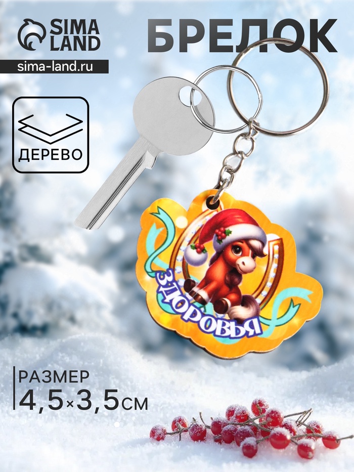 Брелок для ключей на кольце «Лошадь. Здоровья», 4.5×3.5 см - Фото 1