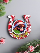 Магнит на холодильник 3D «Конь новогодний. Счастья», 6×6.5 см 10902984