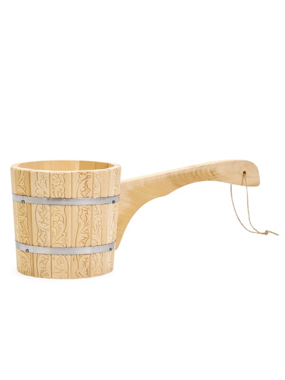 Ковш - черпак для бани и сауны, 1.5 л, липа, нержавеющий обруч, 49 см