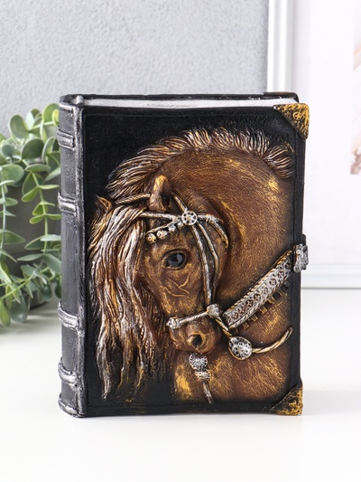 Книга-копилка для денег «Лошадь», гипс, 21×7.5×16.5 см, бронзовый