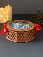 Деревянная шкатулка подарочная «Новогоднего настроения», упаковка, 18.5×19.5×7.5 см - Фото 4