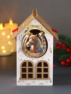 Деревянная шкатулка подарочная «Новогодний домик», упаковка, с магнитом, 13.5×11.5×21 см, белый - Фото 2