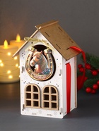 Деревянная шкатулка подарочная «Новогодний домик», упаковка, с магнитом, 13.5×11.5×21 см, белый - Фото 5
