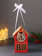 Деревянная шкатулка подарочная «Новогодний домик», упаковка, с магнитом, 13.5×11.5×21 см, красный - Фото 1