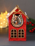 Деревянная шкатулка подарочная «Новогодний домик», упаковка, с магнитом, 13.5×11.5×21 см, красный - Фото 2