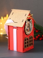 Деревянная шкатулка подарочная «Новогодний домик», упаковка, с магнитом, 13.5×11.5×21 см, красный - Фото 3