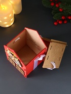 Деревянная шкатулка подарочная «Новогодний домик», упаковка, с магнитом, 13.5×11.5×21 см, красный - Фото 6