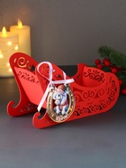 Деревянная шкатулка подарочная «Сани», с магнитом, подставка, 23×10×14 см, красный - Фото 2