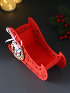 Деревянная шкатулка подарочная «Сани», с магнитом, подставка, 23×10×14 см, красный - Фото 5