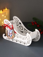 Деревянная шкатулка подарочная «Сани», с магнитом, подставка, 23×10×14 см, белый - Фото 1