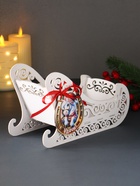 Деревянная шкатулка подарочная «Сани», с магнитом, подставка, 23×10×14 см, белый - Фото 2