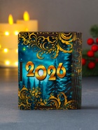 Новогодняя деревянная шкатулка-книга «Черная лошадка и золотые узоры», для сертификатов, денег, 9.8×8.5×2 см - Фото 3