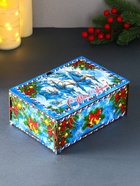 Новогодняя шкатулка подарочная «Кони: Тройка», для подарков, самосборная, 20×13.6×8 см - Фото 1