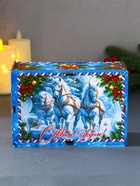 Новогодняя шкатулка подарочная «Кони: Тройка», для подарков, самосборная, 20×13.6×8 см - Фото 5