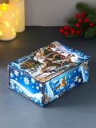 Новогодняя шкатулка подарочная «Белая лошадь на голубом», для подарков, самосборная, 20×13.6×8 см - Фото 2
