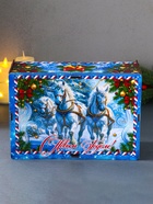 Новогодняя шкатулка подарочная «Кони: Тройка», для подарков, самосборная, 28×19.5×11 см - Фото 5