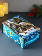 Новогодняя шкатулка подарочная «Белая лошадь на голубом», для подарков, 28×19.5×11 см - Фото 1