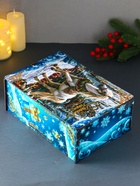 Новогодняя шкатулка подарочная «Белая лошадь на голубом», для подарков, 28×19.5×11 см - Фото 3
