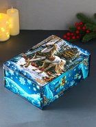 Новогодняя шкатулка подарочная «Белая лошадь на голубом», для подарков, 28×19.5×11 см - Фото 4