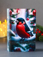 Новогодняя деревянная шкатулка-книга «Снегирь на ёлке», для подарков, 19×13×5 см - Фото 1