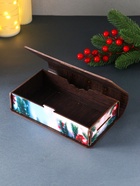 Новогодняя деревянная шкатулка-книга «Снегирь на ёлке», для подарков, 19×13×5 см - Фото 6