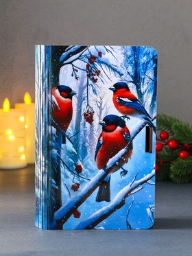 Новогодняя деревянная шкатулка-книга «Три снегиря», для подарков, 19×13×5 см