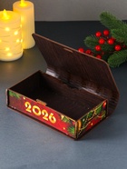 Новогодняя деревянная шкатулка-книга «Чёрный конь с часами С Новым годом!» - Фото 6