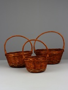 Корзина плетёная для хранения, ива, круглая, коричневая, набор 3 шт. - Фото 1