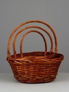 Корзина плетёная для хранения, ива, круглая, коричневая, набор 3 шт. - Фото 2