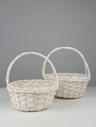 Корзина плетёная для хранения, ива, круглая, белая, набор 2 шт. - Фото 1