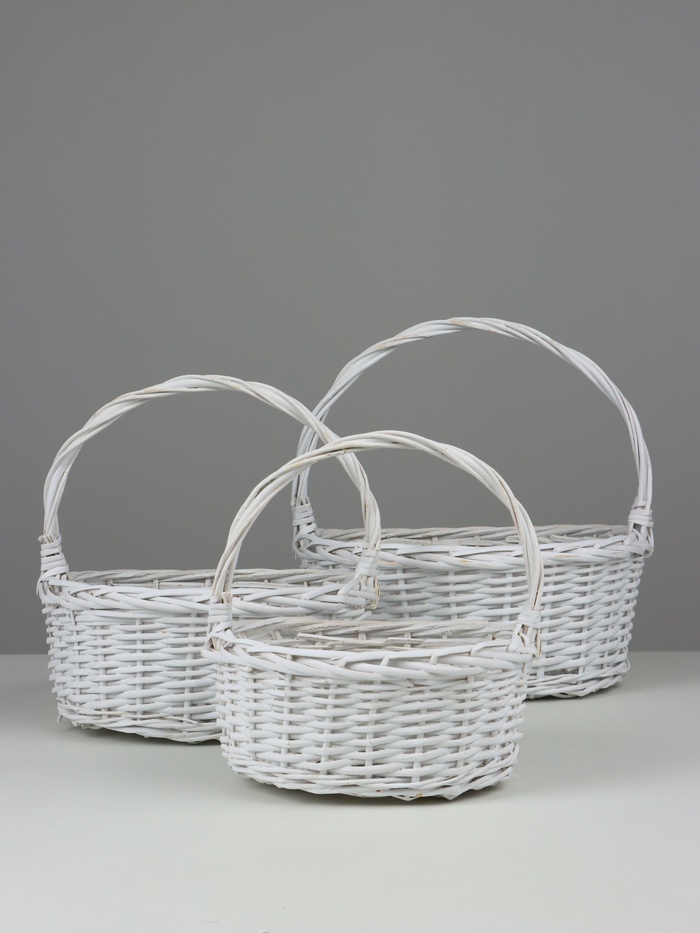 Набор корзин плетёных Flagstaff, ива, 3 шт., белый - Фото 1