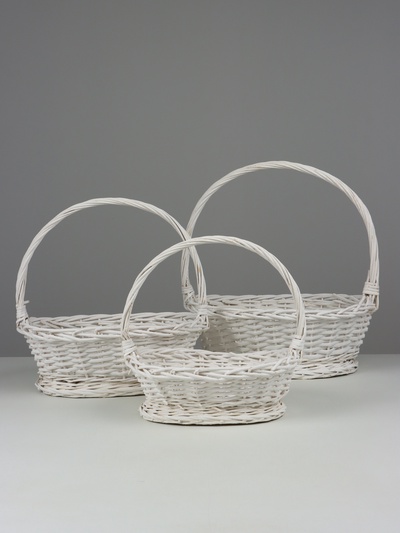 Корзина плетёная для хранения Fresno, ива, овальная, белая, набор 3 шт.