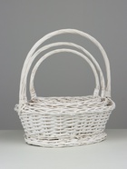 Корзина плетёная для хранения Fresno, ива, овальная, белая, набор 3 шт. - Фото 2