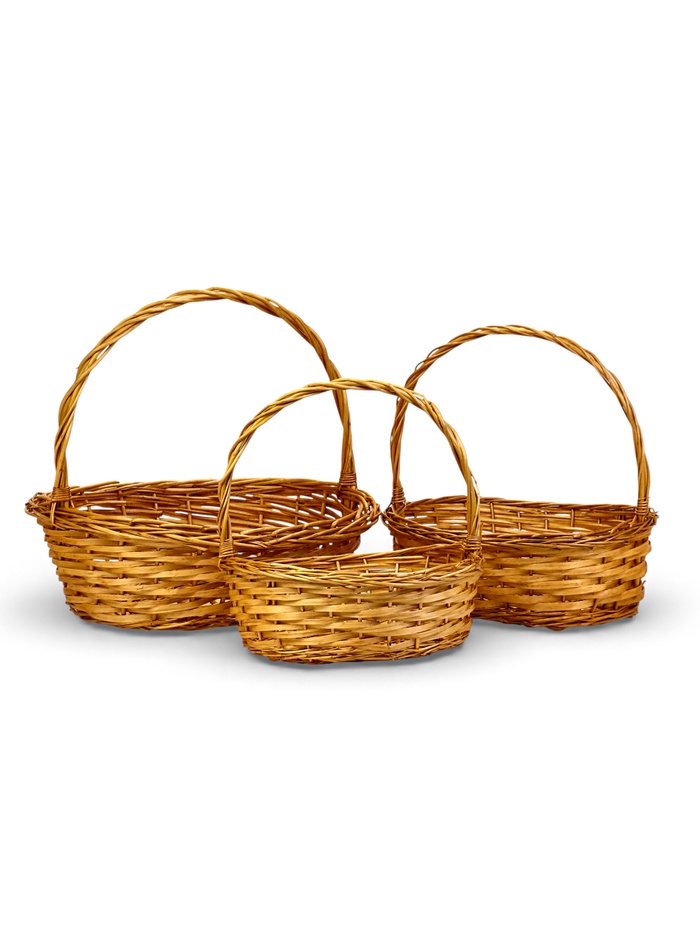 Корзина плетёная для хранения Garden, ива, овальная, цвет натуральный, набор 3 шт. - Фото 1