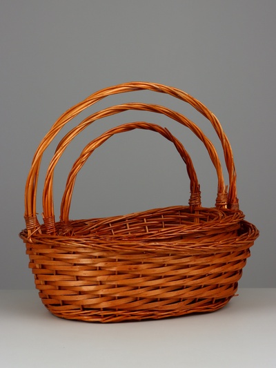 Корзина плетёная для хранения Garden, ива, овальная, цвет натуральный, набор 3 шт.