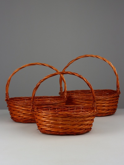 Корзина плетёная для хранения Garden, ива, овальная, цвет натуральный, набор 3 шт.